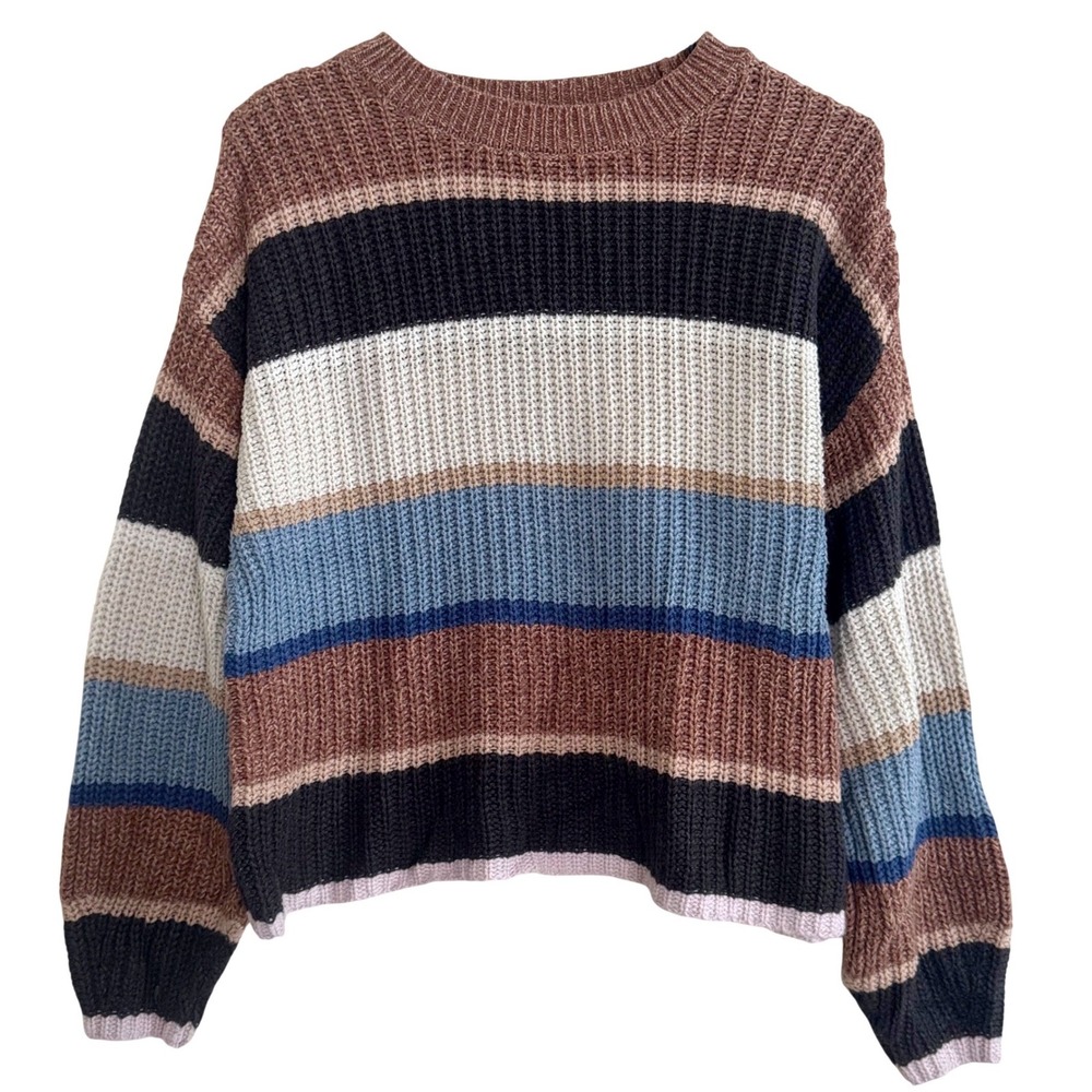 American Eagle XS Oversized Chunky Knit Striped Sweater Balloon Sleeve